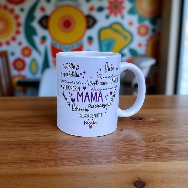 Keramiktasse Mama personalisiert Muttertag Namenstasse Kaffeetasse Kaffeebecher Teetasse - Artikel-Nr. 1100010